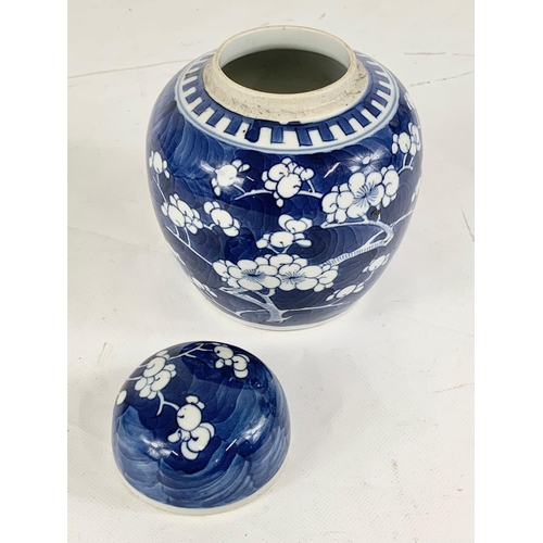 417 - A late 19th century Chinese Prunus jar and lid, 17cm