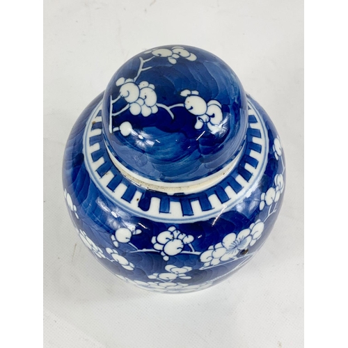 417 - A late 19th century Chinese Prunus jar and lid, 17cm