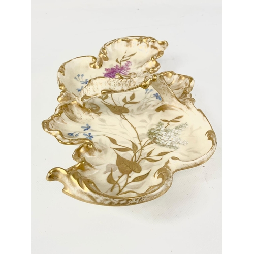 425 - A late 19th century Rococo style porcelain dish by Limoges France. G.D & C. Made for R. Hogg & Co Be... 