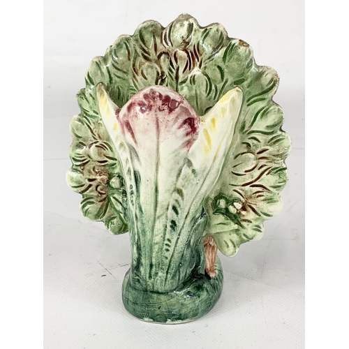 434 - An early 20th century Majolica Peacock vase. Circa 1900. 14cm