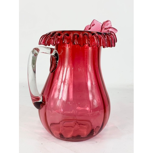 442 - A large Victorian Ruby Glass jug, 21.5cm