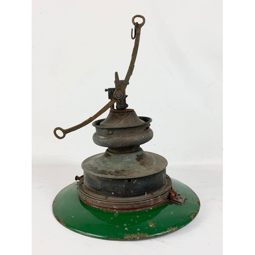 46 - An early 20th century railway station ceiling lamp. 35.5 x 33cm.