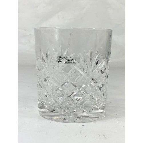 476 - A set of 6 Galway Crystal whisky tumbler glasses. Glasses measure 8.5 x 9.5cm.