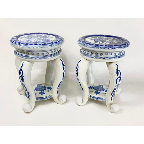 499 - A pair of Regency Ironstone pottery jardiniere stands. 27 x 29.5cm.