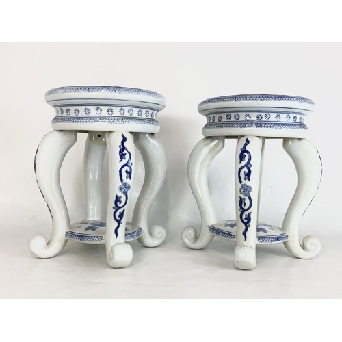 499 - A pair of Regency Ironstone pottery jardiniere stands. 27 x 29.5cm.