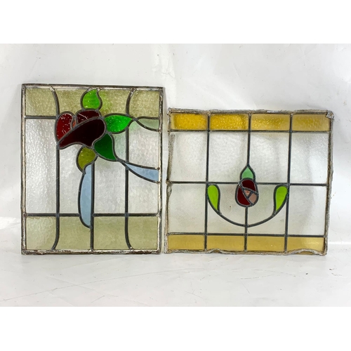 55 - 2 pieces of Victorian stained glass. Largest 38.5 x 47cm.