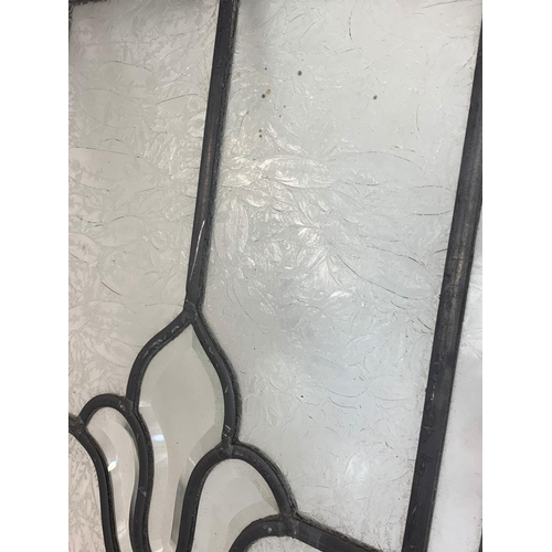 56 - 2 Victorian etched and lead glass panels. 30.5 x 99cm. 41.5 x 79cm