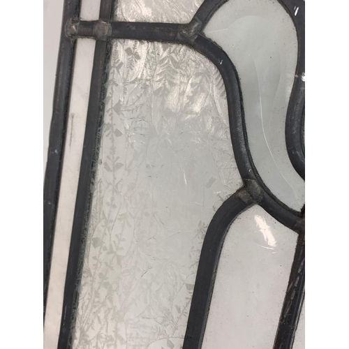 56 - 2 Victorian etched and lead glass panels. 30.5 x 99cm. 41.5 x 79cm