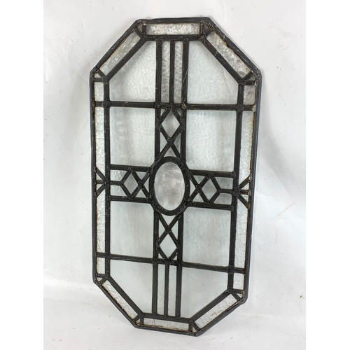 56 - 2 Victorian etched and lead glass panels. 30.5 x 99cm. 41.5 x 79cm