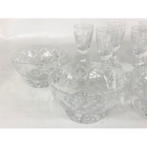 606 - 3 sets of Royal Albert crystal.