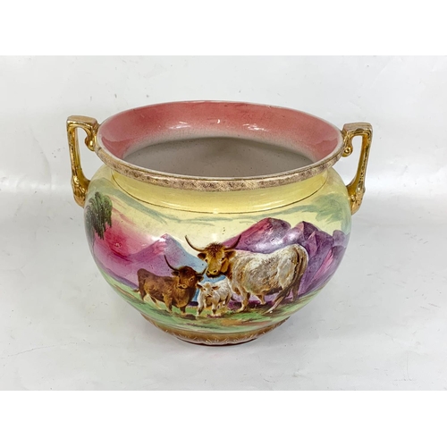 634 - A late Victorian pottery jardiniere. 31 x 23cm.