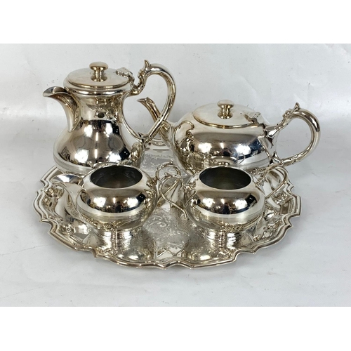 644 - A 5 piece Walker & Hall silver plated Georgian style tea service.