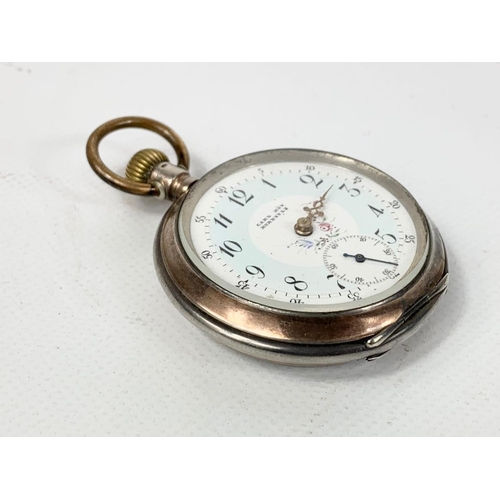 725 - 2 silver pocket watches. 1 by Carl ahoy Hornsy LTD.