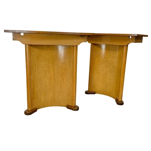 783 - A pair of Art Deco walnut and maple hall tables. Circa 1930-1950. 75 x 30 x 75.5cm.