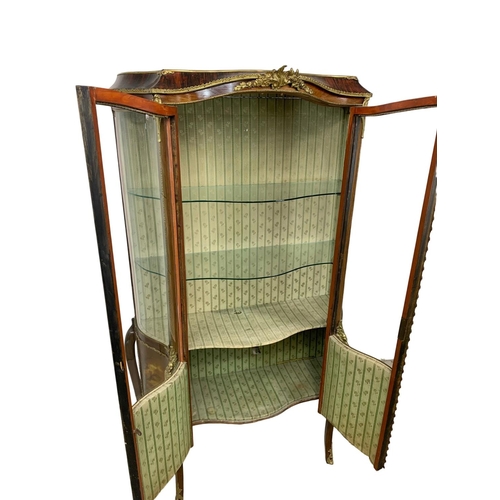 788 - A large early 20th century French vitrine with hand painted panels and brass ormolu mounts. 118 x 43... 