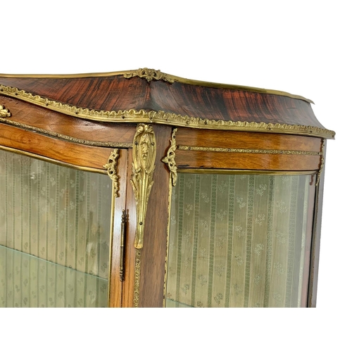 788 - A large early 20th century French vitrine with hand painted panels and brass ormolu mounts. 118 x 43... 