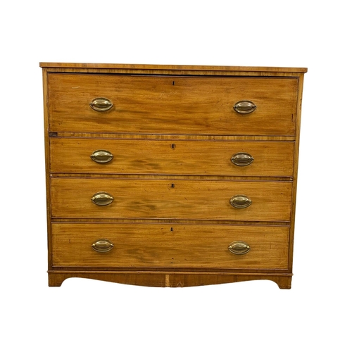 796 - A large late Georgian inlaid mahogany secretaire chest of drawers. Circa 1830. 121 x 55.5 x 106cm.