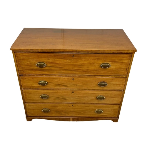 796 - A large late Georgian inlaid mahogany secretaire chest of drawers. Circa 1830. 121 x 55.5 x 106cm.