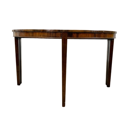 814 - A pair of 19th century inlaid mahogany D-End console tables. Georgian style. Circa 1870. Inlaid with... 