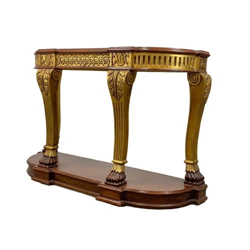 826 - A vintage Regency style gilt wood and mahogany console table. 135 x 43 x 84.5cm.