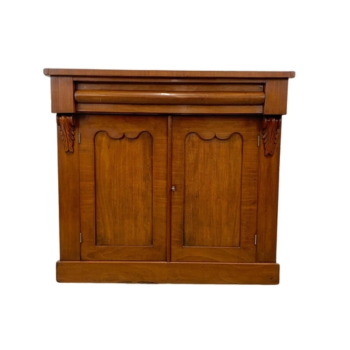 828 - A Victorian mahogany side cabinet with drawer and cupboard. Circa 1870. 91 x 38 x 83.5cm.