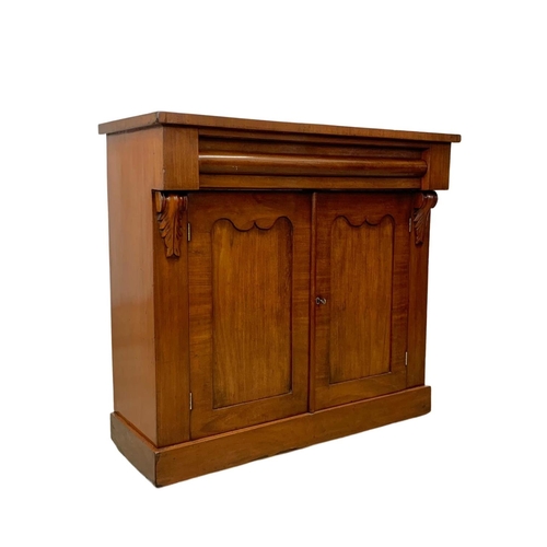 828 - A Victorian mahogany side cabinet with drawer and cupboard. Circa 1870. 91 x 38 x 83.5cm.