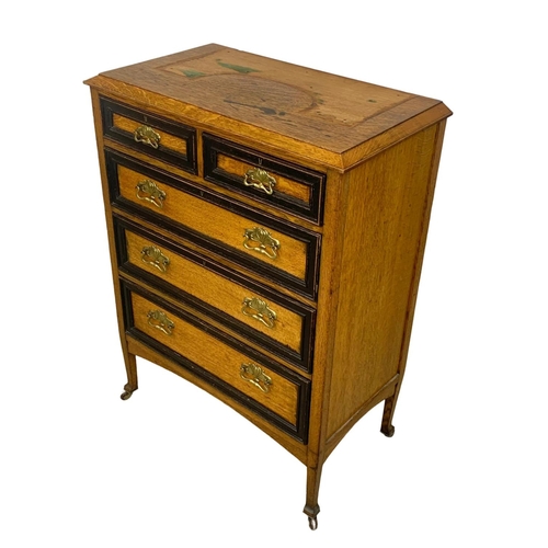 836 - A large early 20th century oak secretaire chest of drawers. Made by Wylie & Lochhead.  Circa 1920-19... 