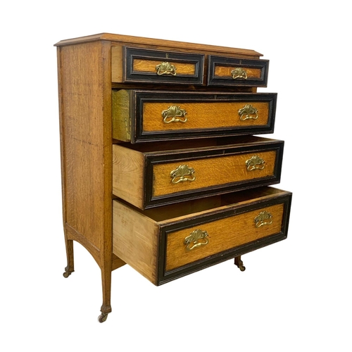 836 - A large early 20th century oak secretaire chest of drawers. Made by Wylie & Lochhead.  Circa 1920-19... 