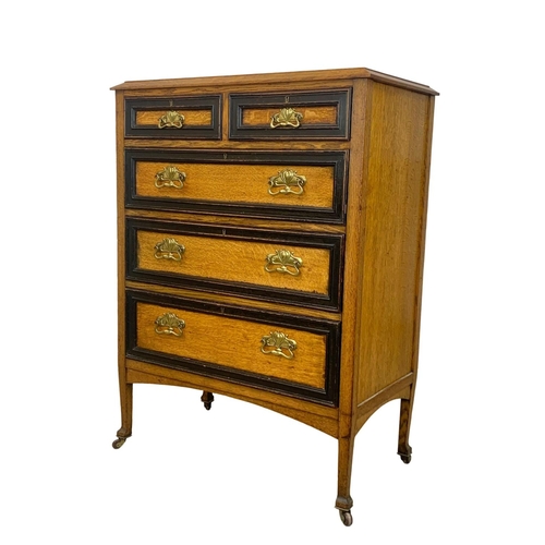 836 - A large early 20th century oak secretaire chest of drawers. Made by Wylie & Lochhead.  Circa 1920-19... 