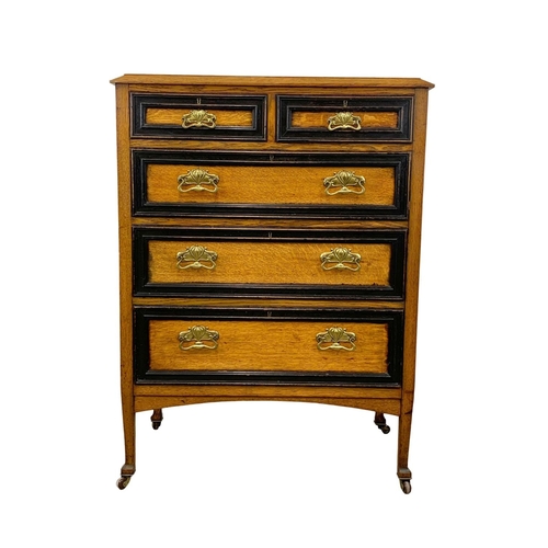 836 - A large early 20th century oak secretaire chest of drawers. Made by Wylie & Lochhead.  Circa 1920-19... 