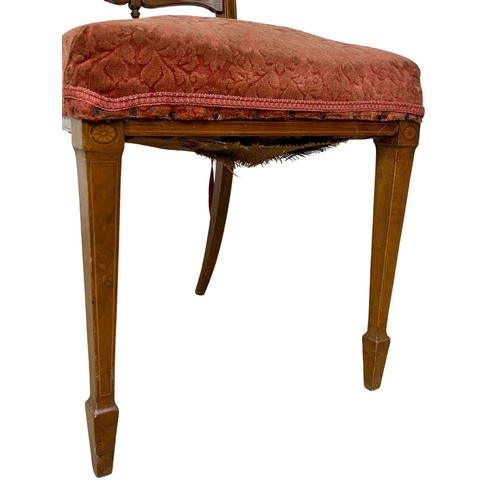 849 - A pair of Edwardian inlaid walnut side chairs.