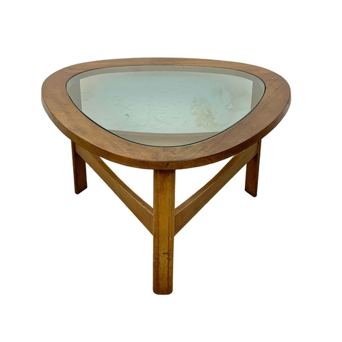 852 - A teak coffee table by Nathan Furniture with glass top. Mid Century. 1970. 73 x 72 x 43cm.