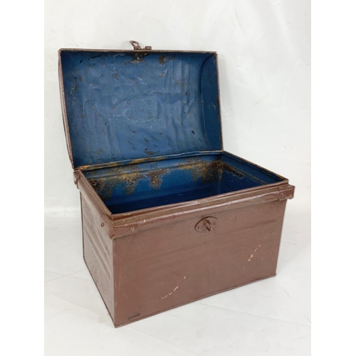 86 - A Victorian dome top metal stationary box. 37 x 25 x 28cm.