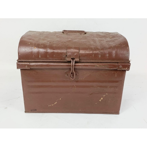 86 - A Victorian dome top metal stationary box. 37 x 25 x 28cm.