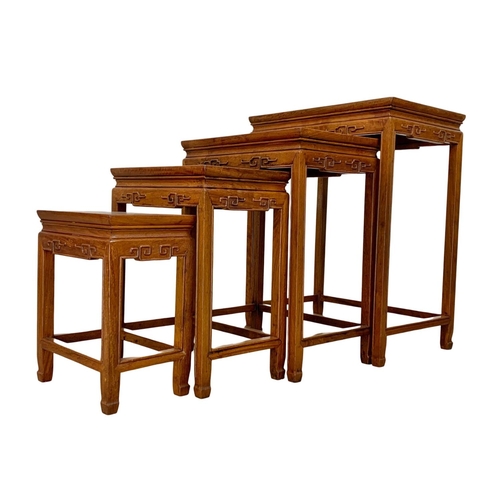 861 - A nest of 4 Chinese rosewood tables. Tallest 50.5 x 35.5 x 66cm.