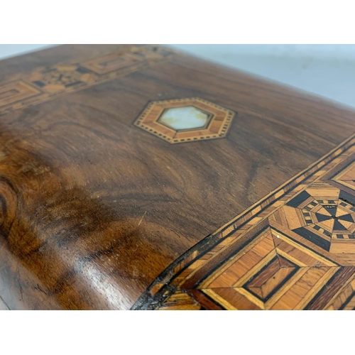 87 - A Victorian Tunbridge Ware inlaid walnut sewing box with Mother of Pearl. Circa 1870. 25 x 17.5 x 12... 