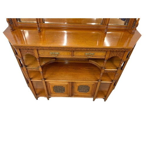 870 - A large late Victorian walnut mirror back sideboard. Circa 1880-1890. 155 x 42 x 230cm.