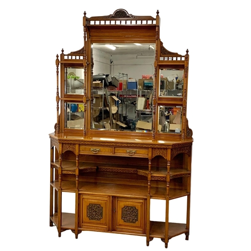 870 - A large late Victorian walnut mirror back sideboard. Circa 1880-1890. 155 x 42 x 230cm.