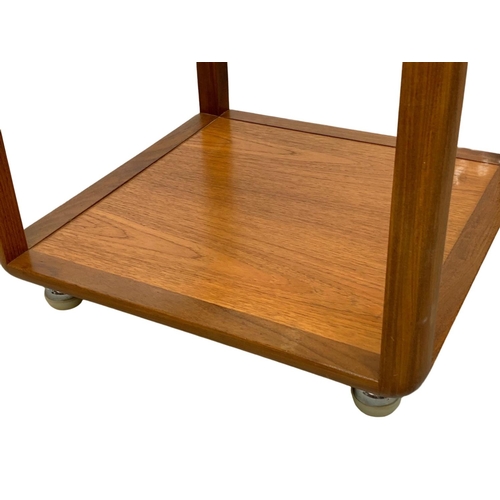 881 - A G-Plan teak cube coffee table with glass top. Mid Century. 1970’s. 54 x 46cm