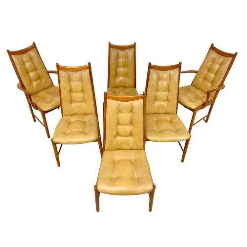 884 - A set of 6 G-Plan Fresco teak and leather dining chairs. Mid Century. Stamped 1975