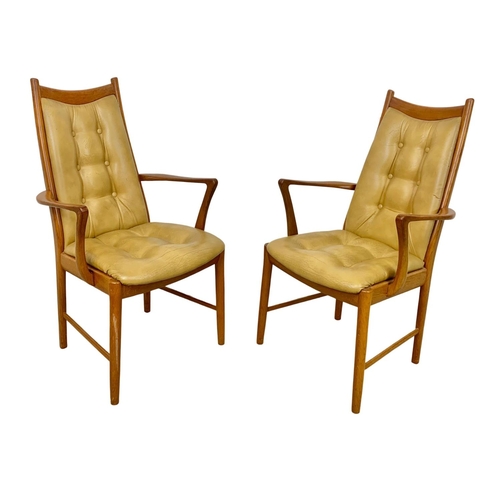 884 - A set of 6 G-Plan Fresco teak and leather dining chairs. Mid Century. Stamped 1975