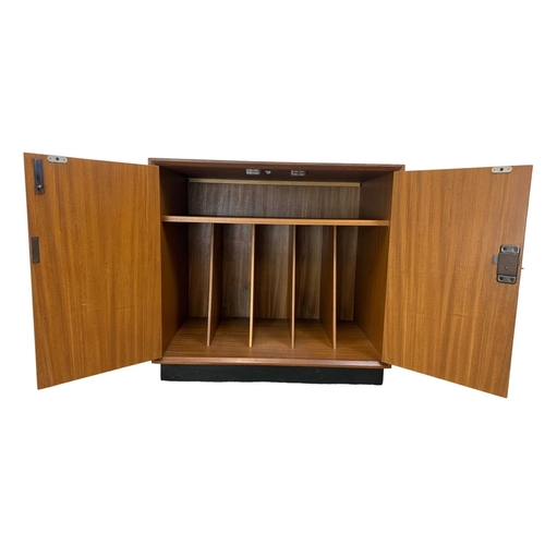 901 - A Mid Century teak record cabinet by Dynatron Radio LTD. 59 x 40.5 x 56cm.