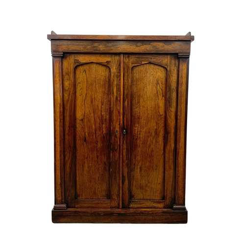 904 - A William IV rosewood side cabinet with gallery back and shelving. Circa 1830’s. 75.5 x 30.5 x 104.5... 