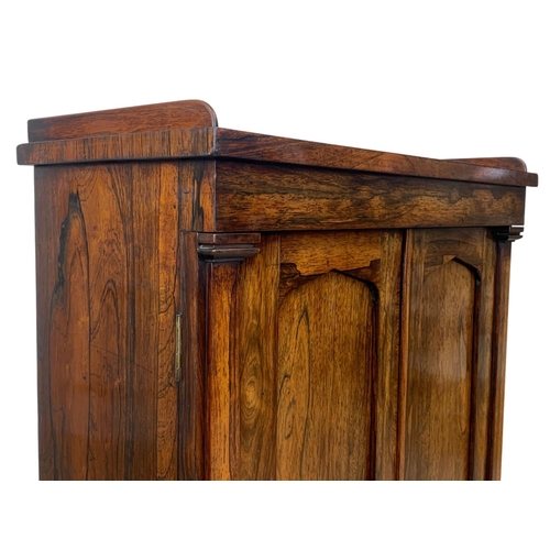 904 - A William IV rosewood side cabinet with gallery back and shelving. Circa 1830’s. 75.5 x 30.5 x 104.5... 