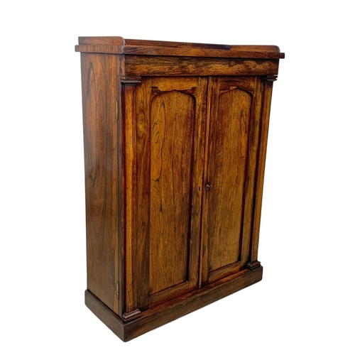 904 - A William IV rosewood side cabinet with gallery back and shelving. Circa 1830’s. 75.5 x 30.5 x 104.5... 