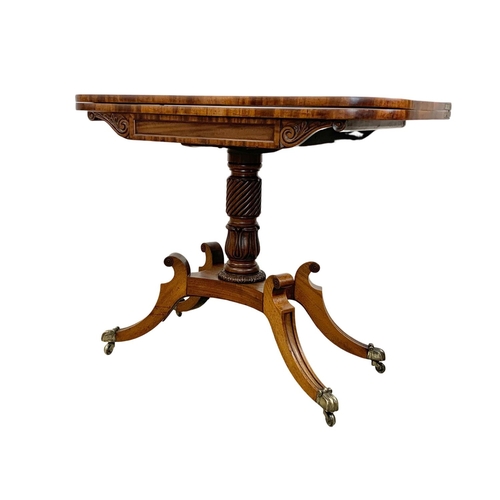 908 - A George IV mahogany turnover tea table. Circa 1820's. 96 x 44.5 x 75.5cm