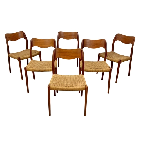 923 - A Danish teak table and 6 chairs designed by Niels Otto Moller for J. L. Mollers. Model 9 table, mod... 