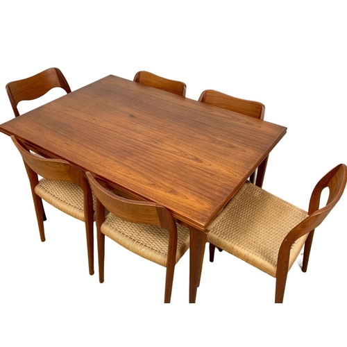 923 - A Danish teak table and 6 chairs designed by Niels Otto Moller for J. L. Mollers. Model 9 table, mod... 