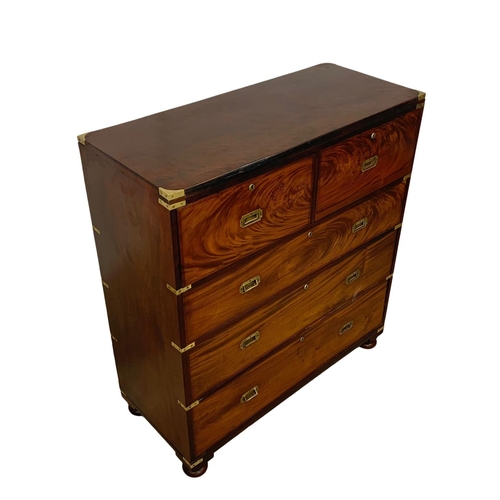 939 - A 19th century Military Campaign mahogany secretaire chest of drawers. Circa 1850. 114 x 49 x 127.5c... 