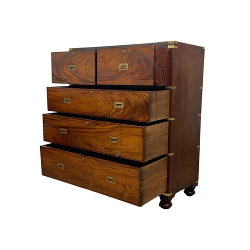 939 - A 19th century Military Campaign mahogany secretaire chest of drawers. Circa 1850. 114 x 49 x 127.5c... 